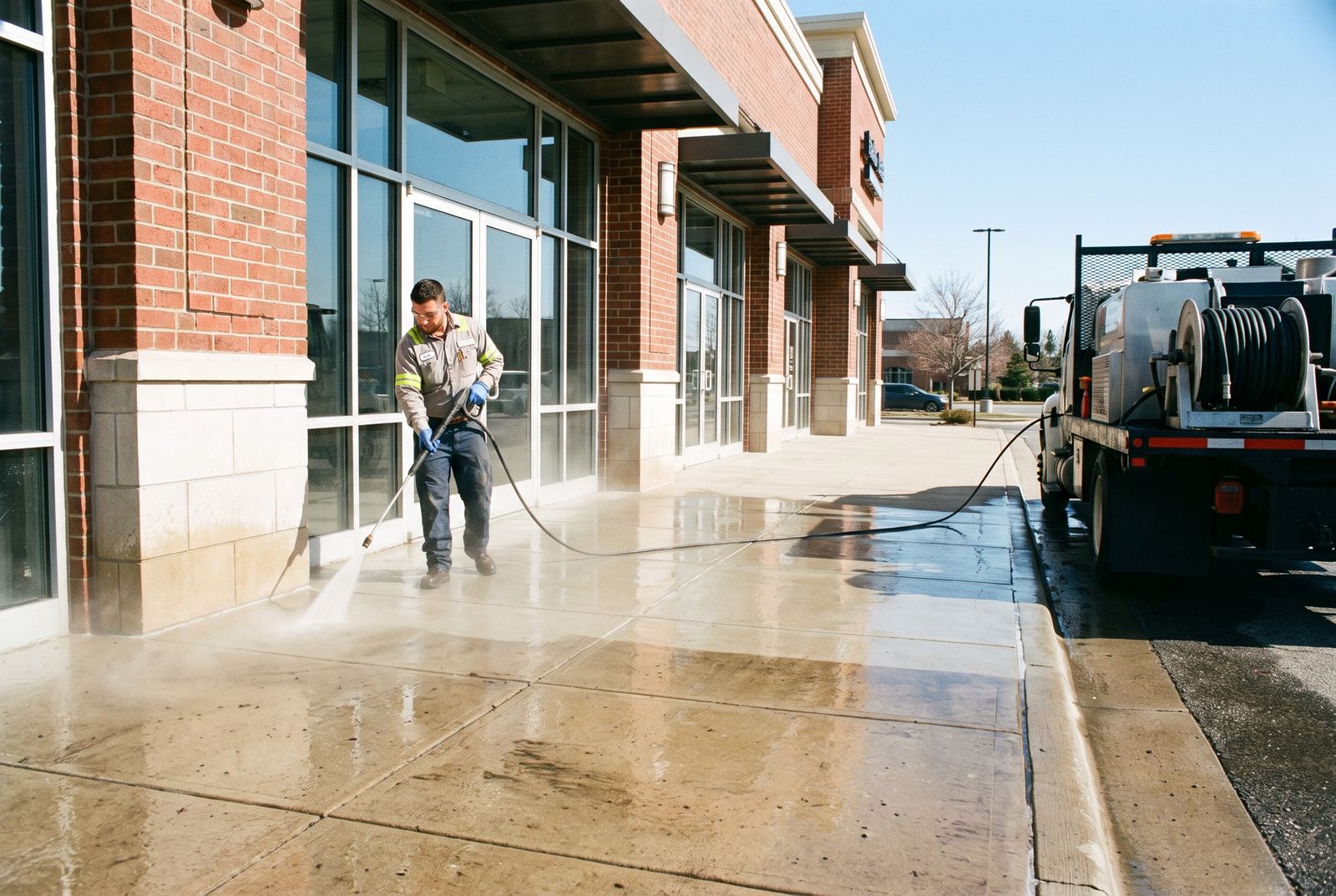 Commercial pressure washing in Greenville