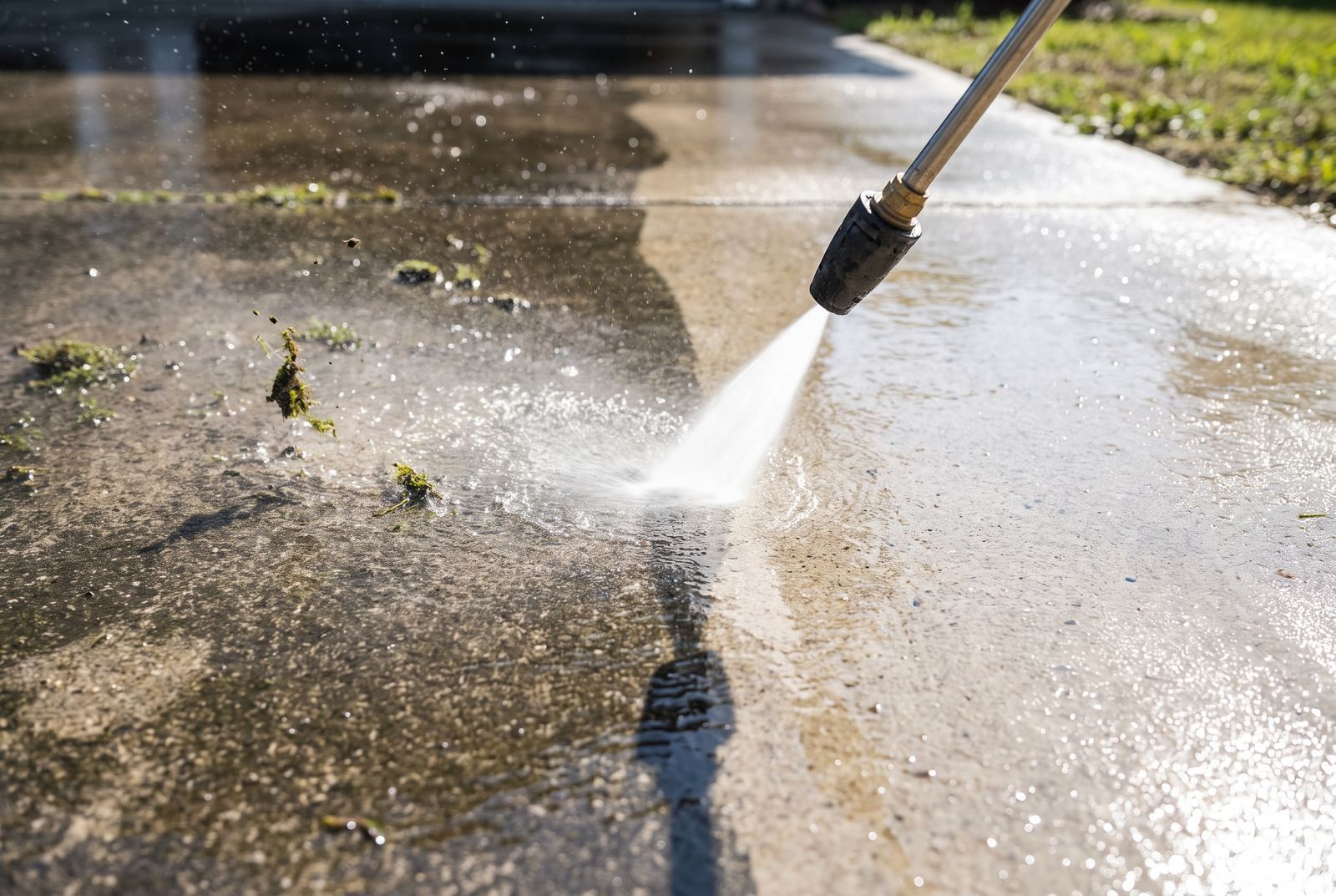 Pressure washing driveway